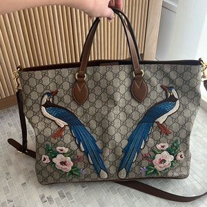 Gucci Bird Embroidered Tote Bag